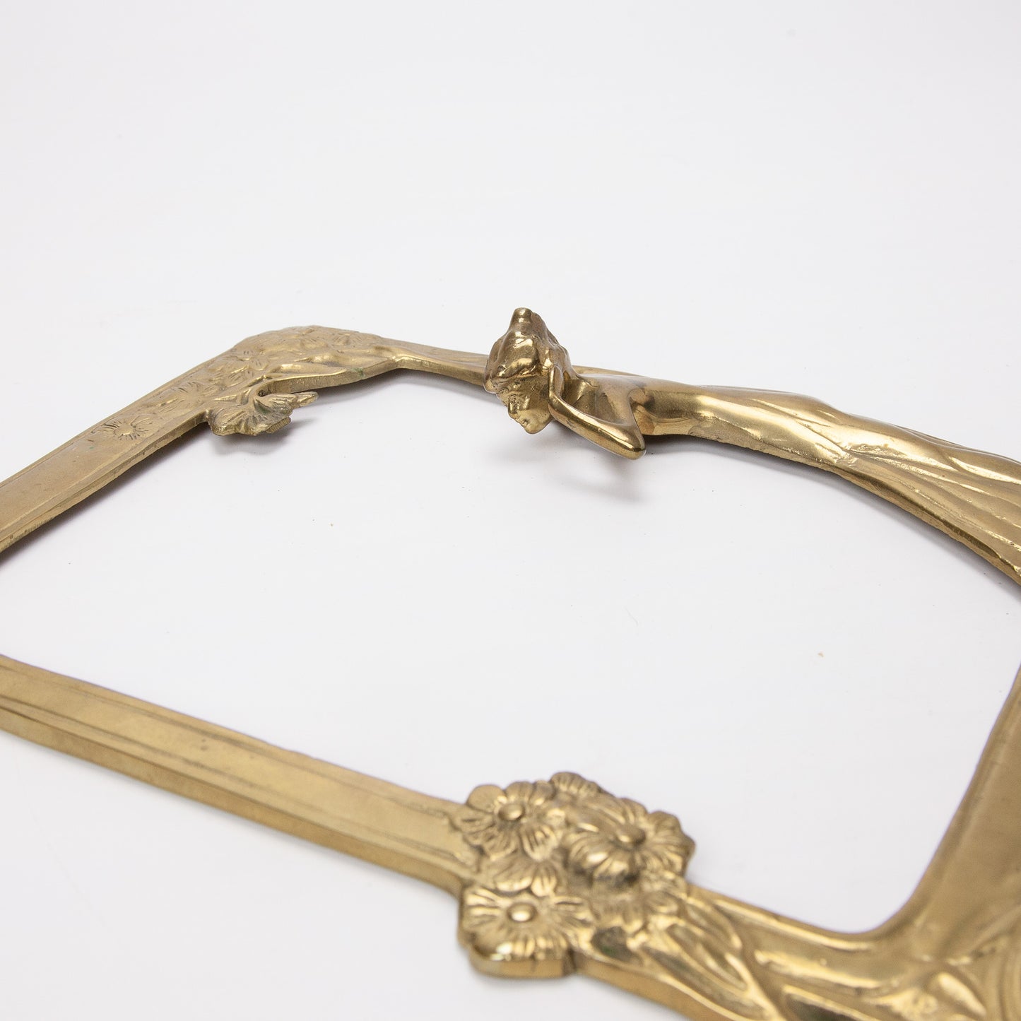 Vintage Art Nouveau Brass Lady Floral Picture Frame 8x10