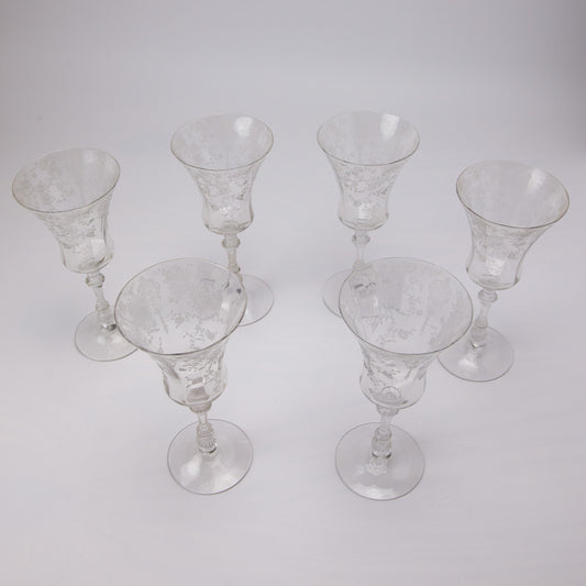 Cambridge Rose Point Wine Goblets Set of 6