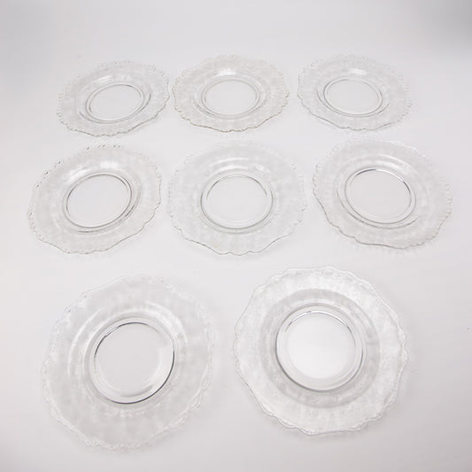 Cambridge Rose Point Etched Crystal 8" Salad Dessert Plates set of 8
