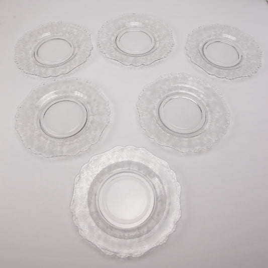 Cambridge Rose Point Etched Crystal 8" Salad Dessert Plates Set of 6