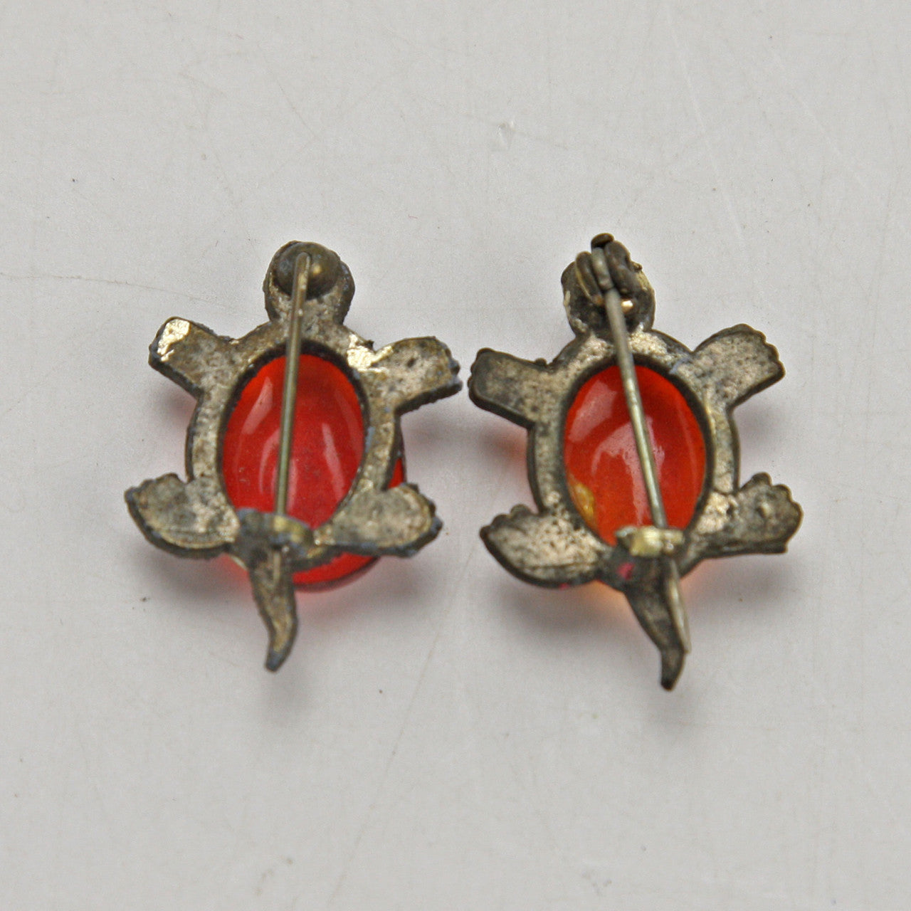 Vintage 1940s-50s Metal Lucite Turtle Pins Lot of 2