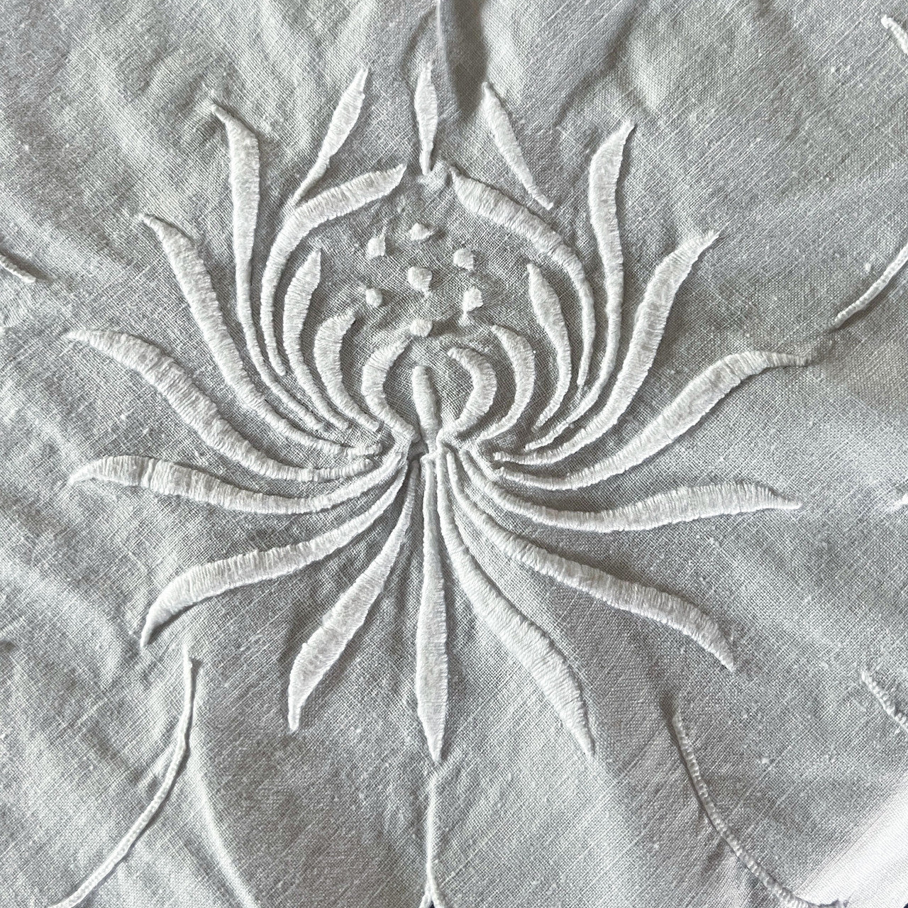 Vintage Madeira Cutwork Embroidered Tablecloth with 10 Napkins 77x62