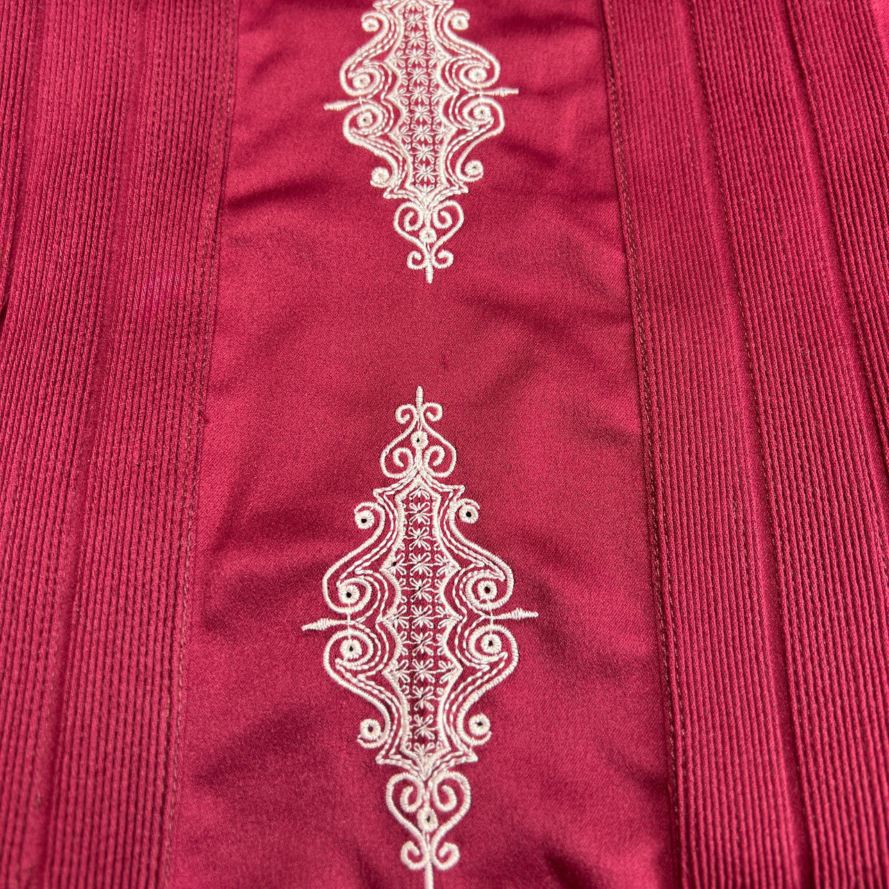Vintage Guayabera Copacabana Satin Shirt, Men's XXL, Burgundy, 1990s Mexico