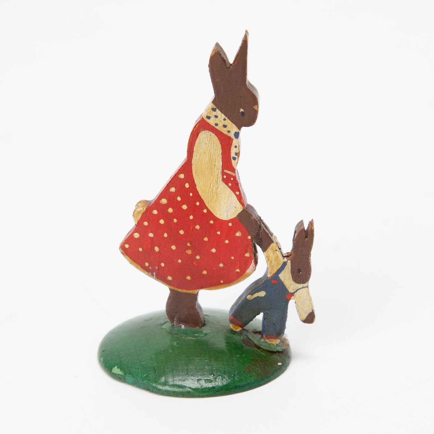 Vintage Erzgebirge Style Wood Bunny Rooster Figurines Lot 5 Folk Art