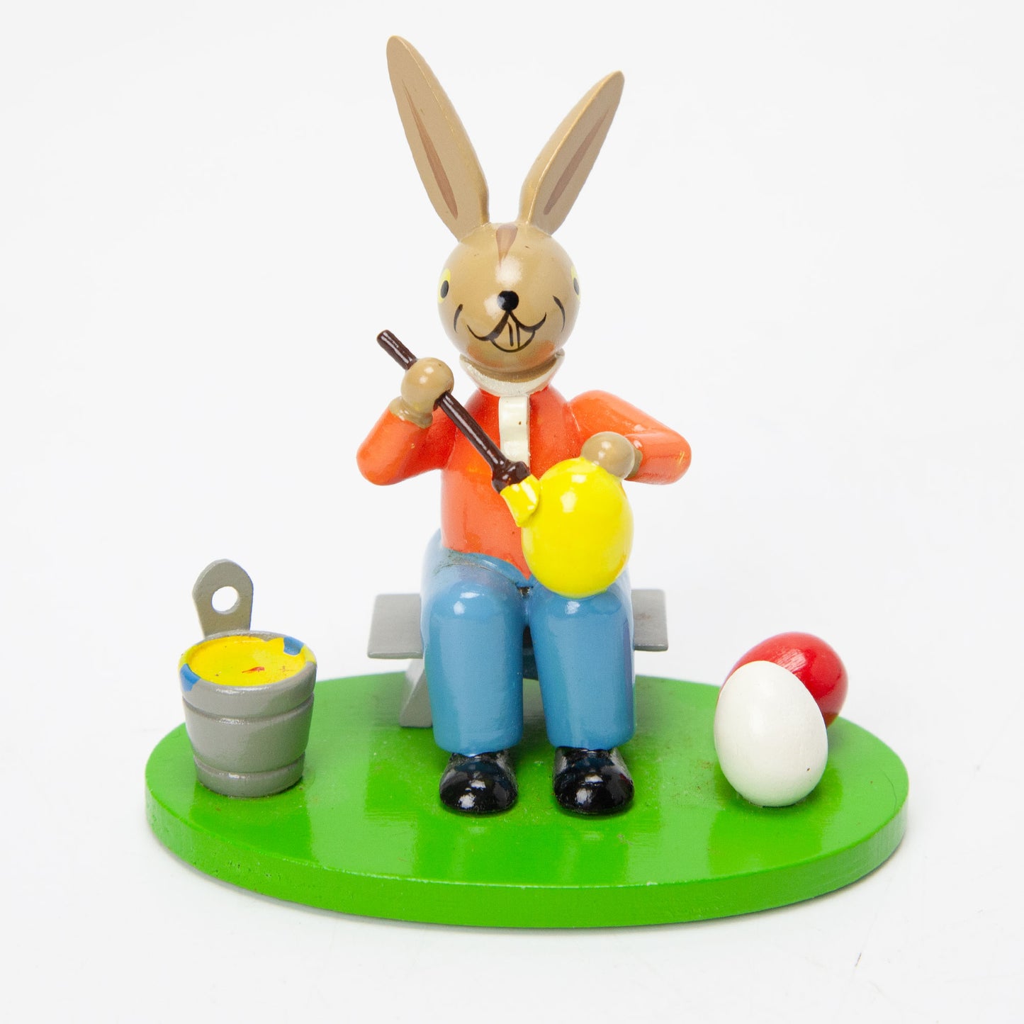 Vintage Erzgebirge Expertic Wood Easter Bunny Painting Eggs Figurine