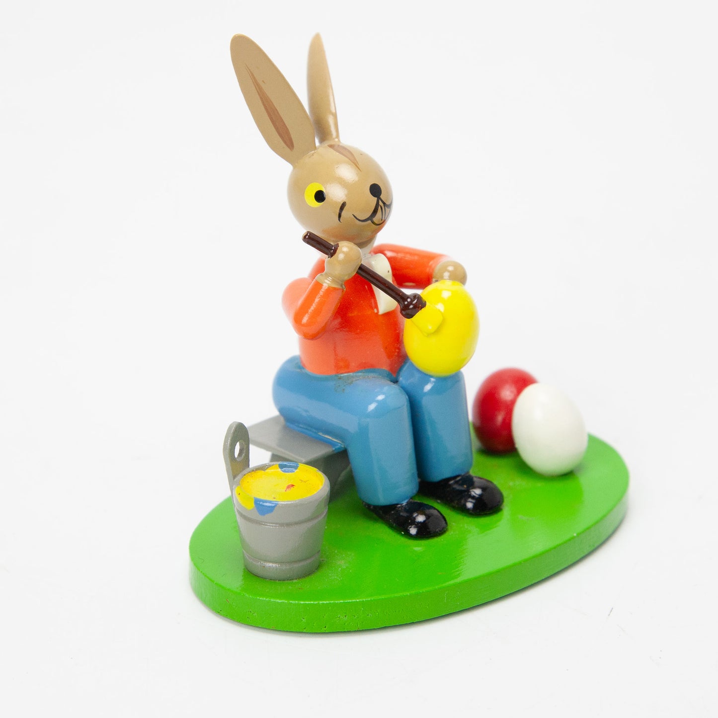 Vintage Erzgebirge Expertic Wood Easter Bunny Painting Eggs Figurine