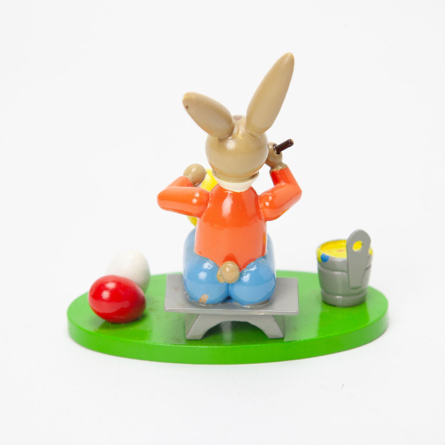 Vintage Erzgebirge Expertic Wood Easter Bunny Painting Eggs Figurine