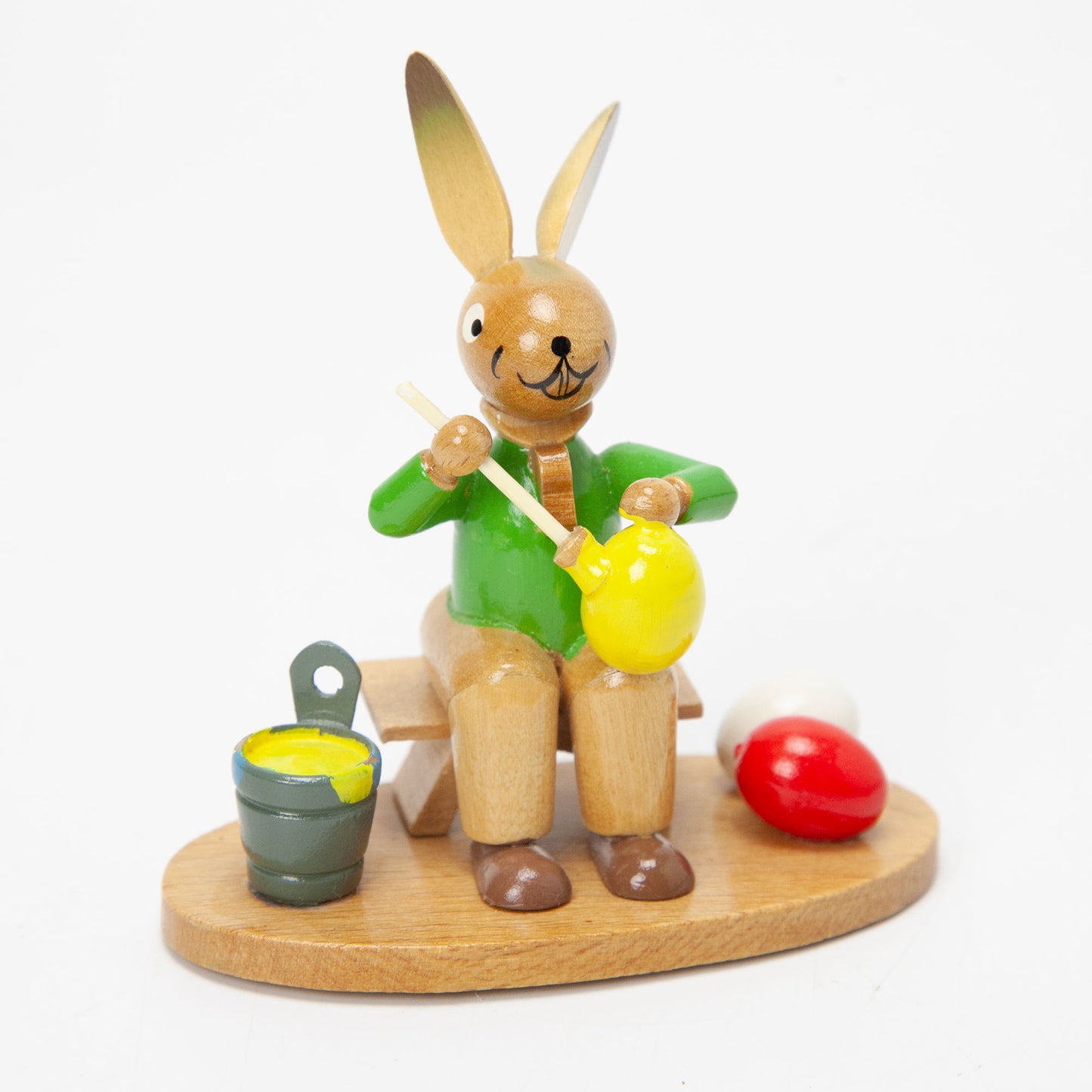 Vintage Erzgebirge Expertic Wood Easter Bunny Painting Eggs Green Shirt