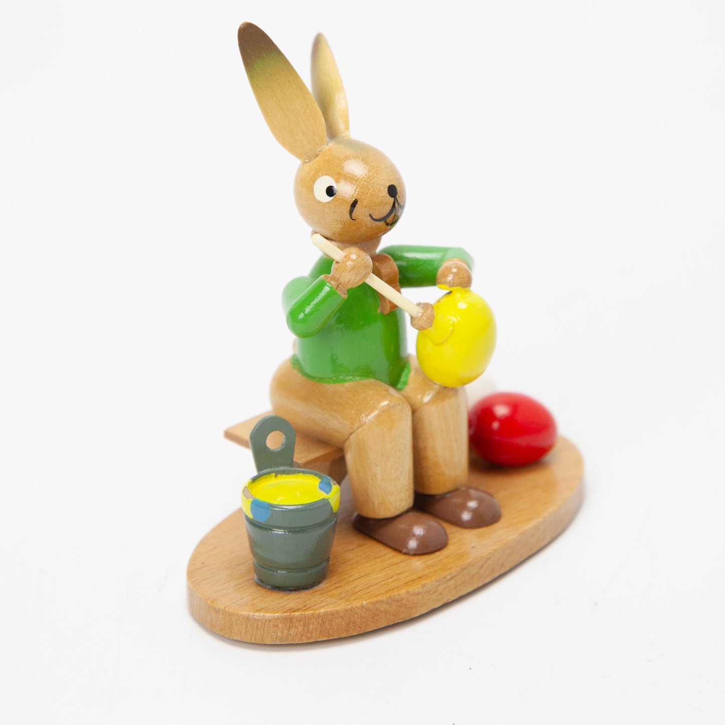 Vintage Erzgebirge Expertic Wood Easter Bunny Painting Eggs Green Shirt