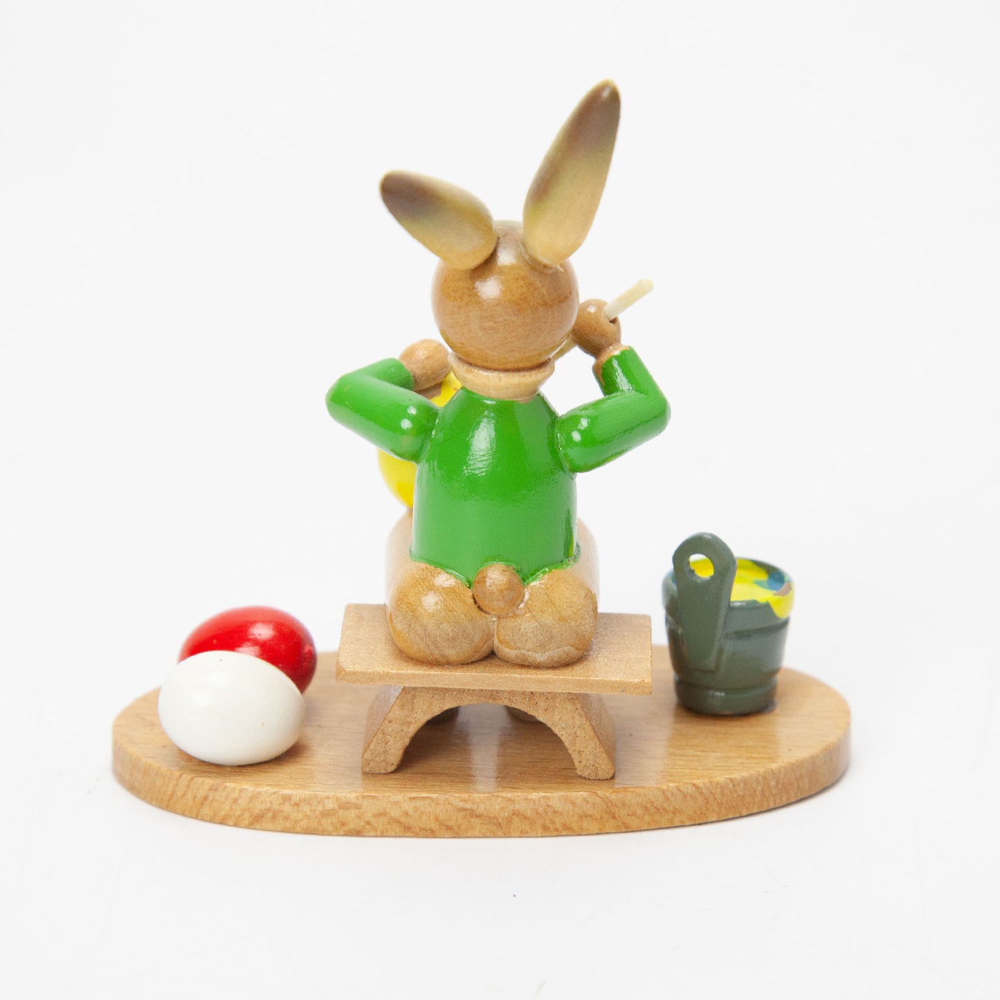 Vintage Erzgebirge Expertic Wood Easter Bunny Painting Eggs Green Shirt