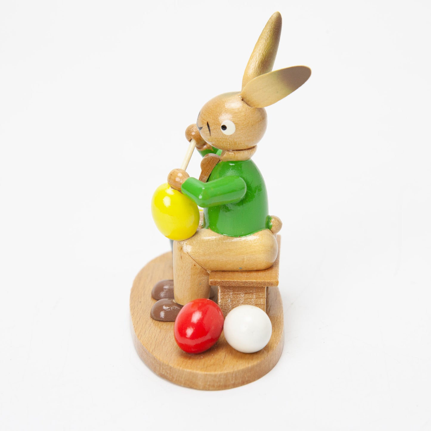 Vintage Erzgebirge Expertic Wood Easter Bunny Painting Eggs Green Shirt