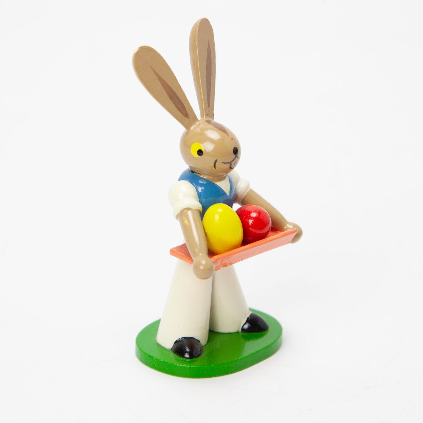 Vintage Erzgebirge Wood Easter Bunny Holding Eggs Figurine