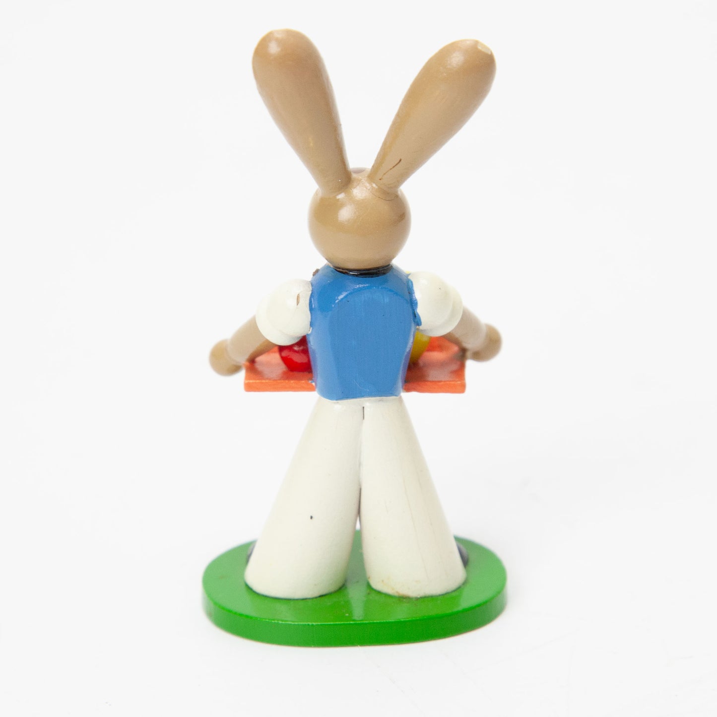 Vintage Erzgebirge Wood Easter Bunny Holding Eggs Figurine