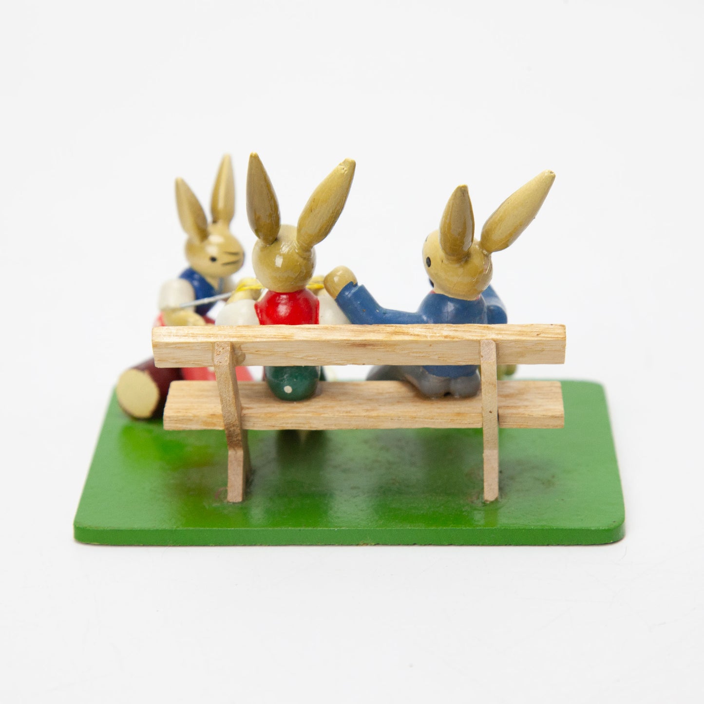 Vintage Erzgebirge Wood Easter Bunny Family Bench Figurine As Is