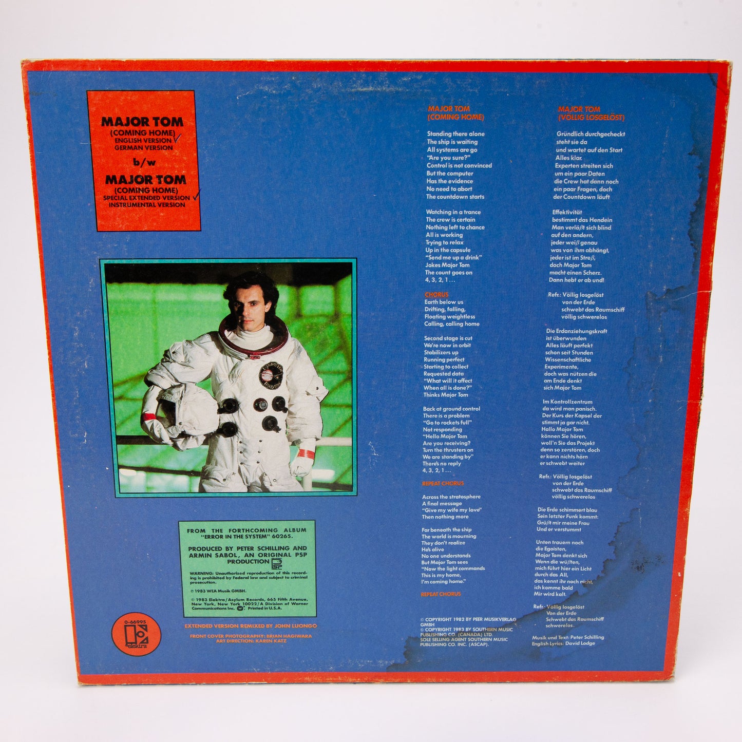 Peter Schilling Major Tom 12 Inch Vinyl LP Single