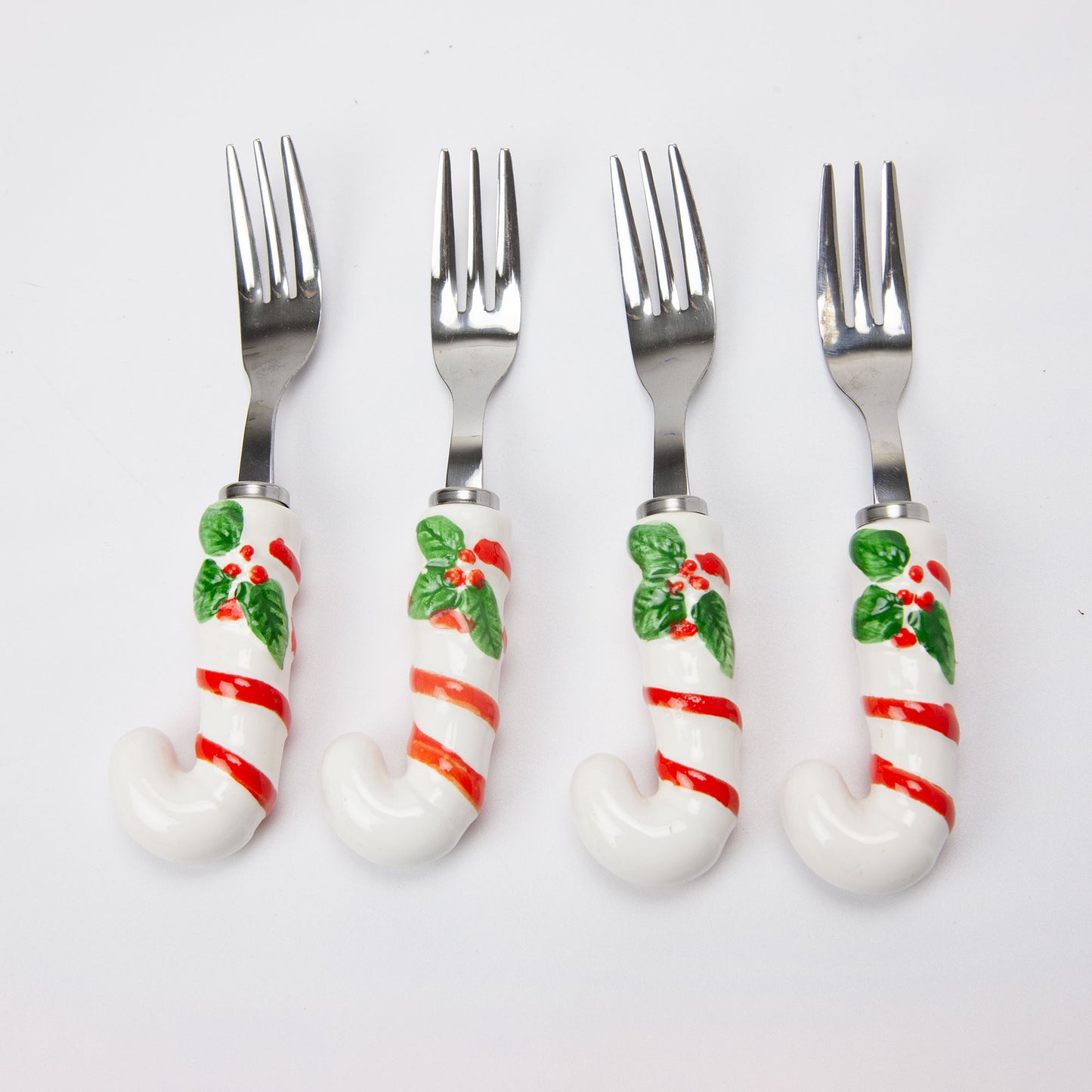 Vintage Christmas Candy Cane Appetizer Forks Set 4 Japan