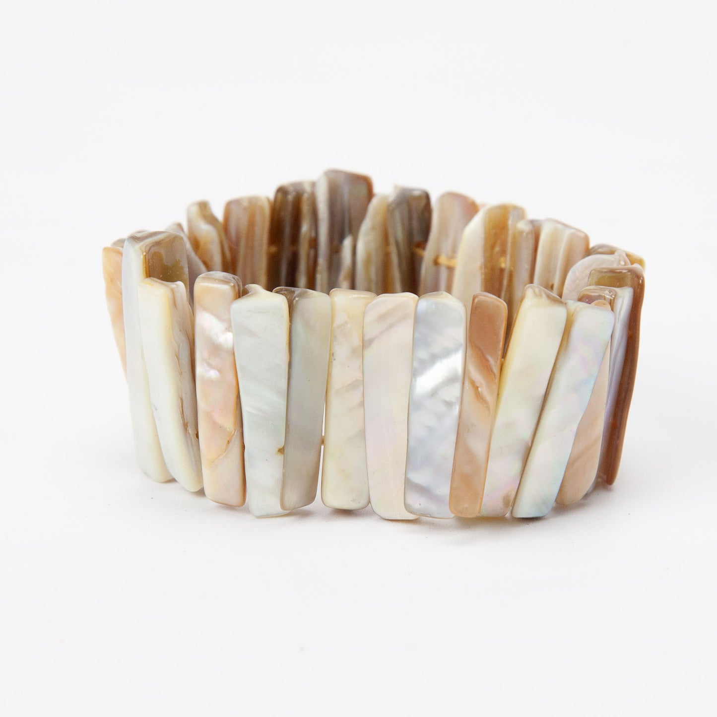 Vintage Mother of Pearl Abalone Shell Stretch Bracelet Iridescent