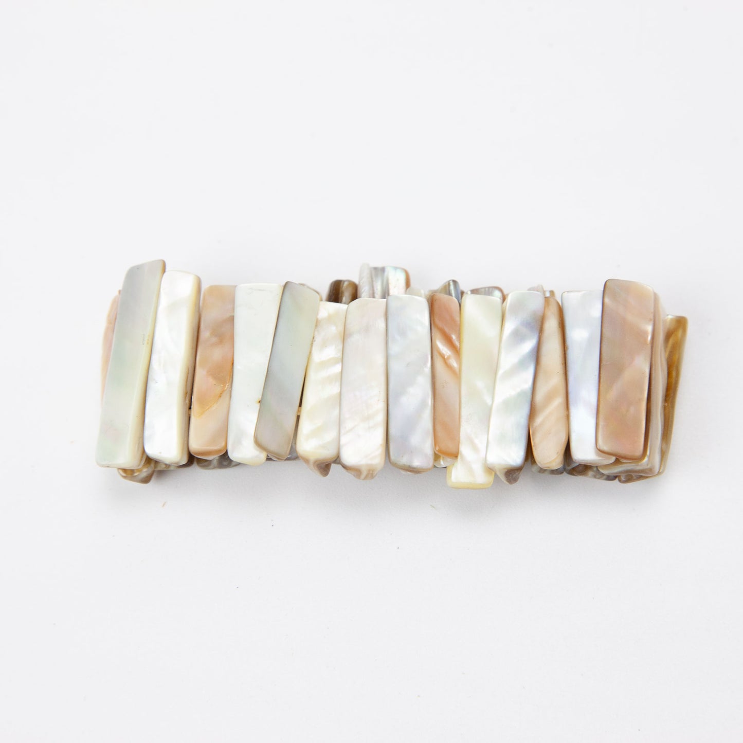 Vintage Mother of Pearl Abalone Shell Stretch Bracelet Iridescent