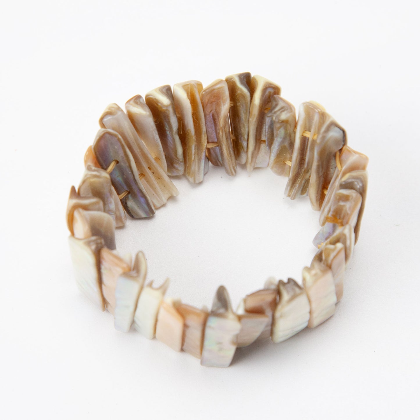 Vintage Mother of Pearl Abalone Shell Stretch Bracelet Iridescent