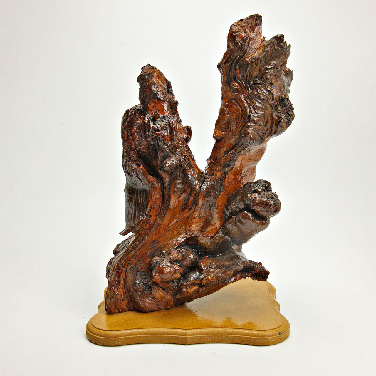 Burl Wood Organic Sculpture on Base 18" x 11.5" x 7.75"