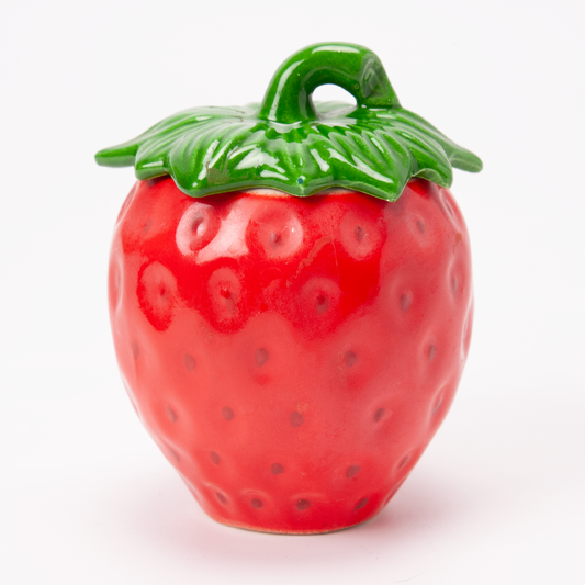 Vintage Ceramic Strawberry Jar With Lid Japan Cottagecore
