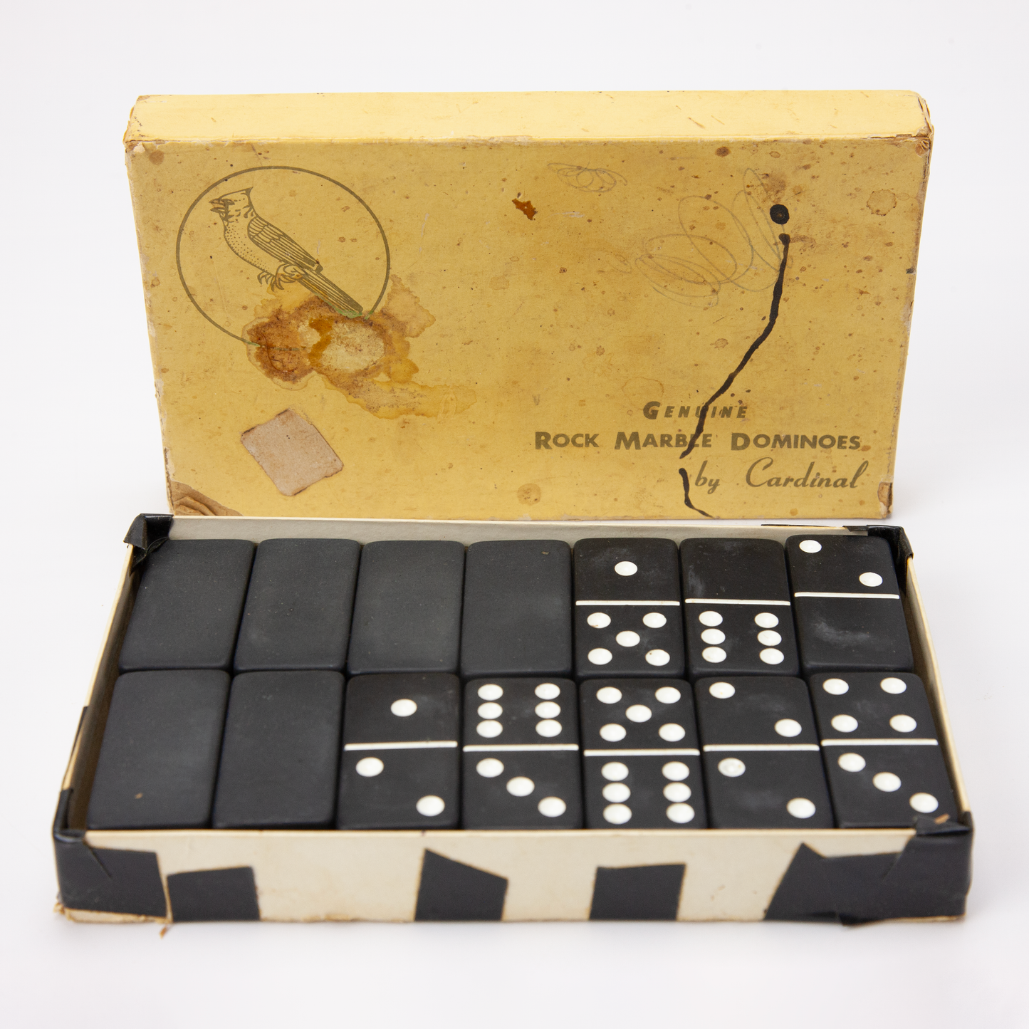 Genuine Rock Marble Dominoes Black Cardinal Set