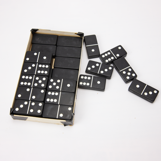 Genuine Rock Marble Dominoes Black Cardinal Set