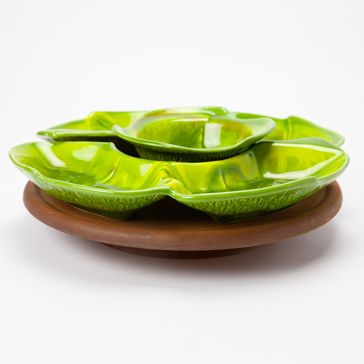 Vintage MCM California Pottery Lazy Susan Relish Set