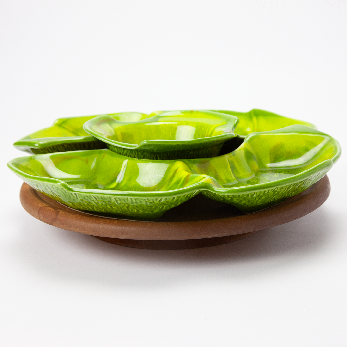 Vintage MCM California Pottery Lazy Susan Relish Set