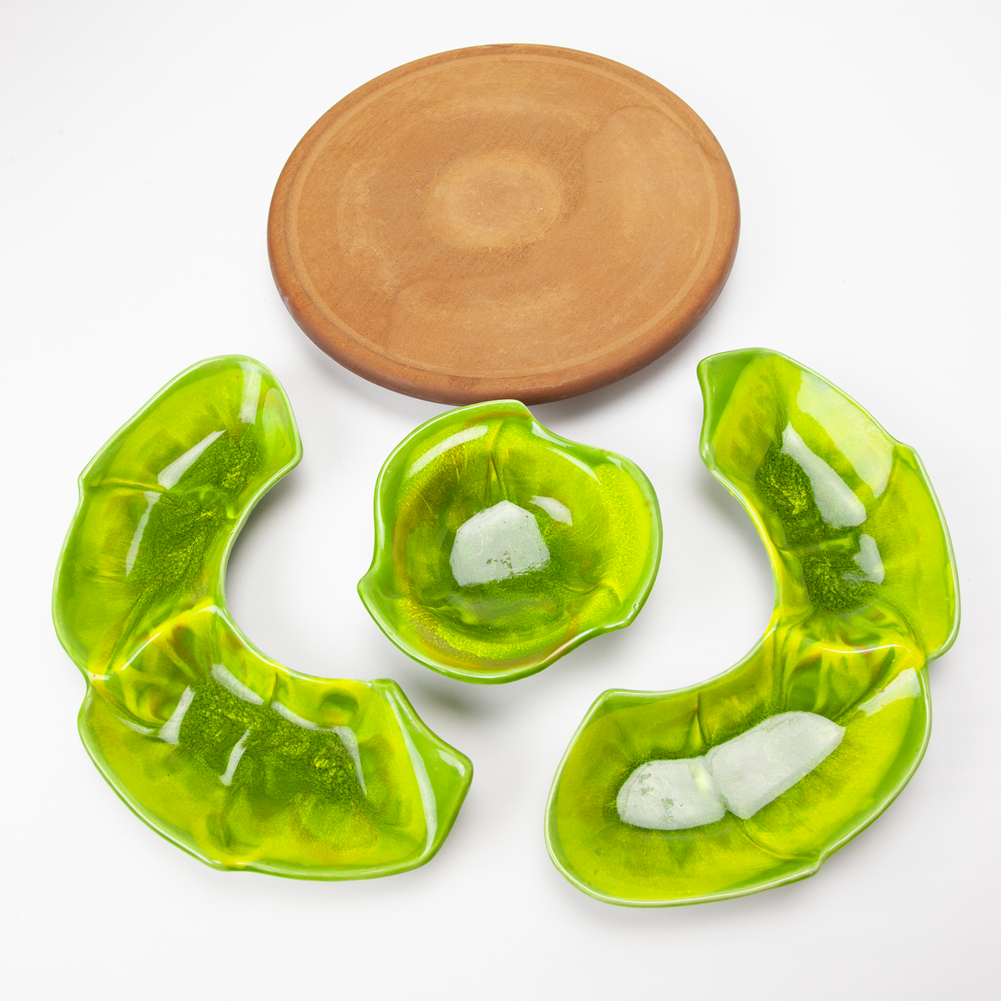 Vintage MCM California Pottery Lazy Susan Relish Set