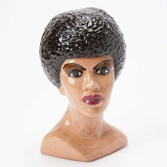 Vintage African American Afro Bust Ceramic Head Sculpture