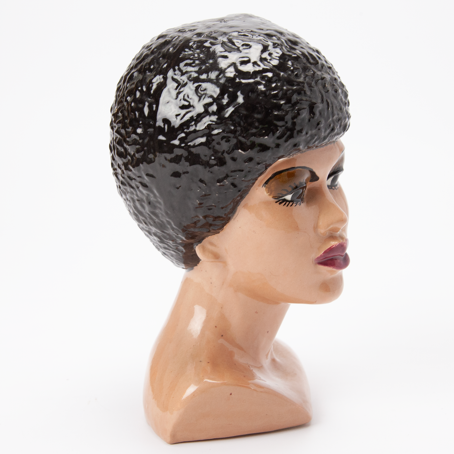 Vintage African American Afro Bust Ceramic Head Sculpture