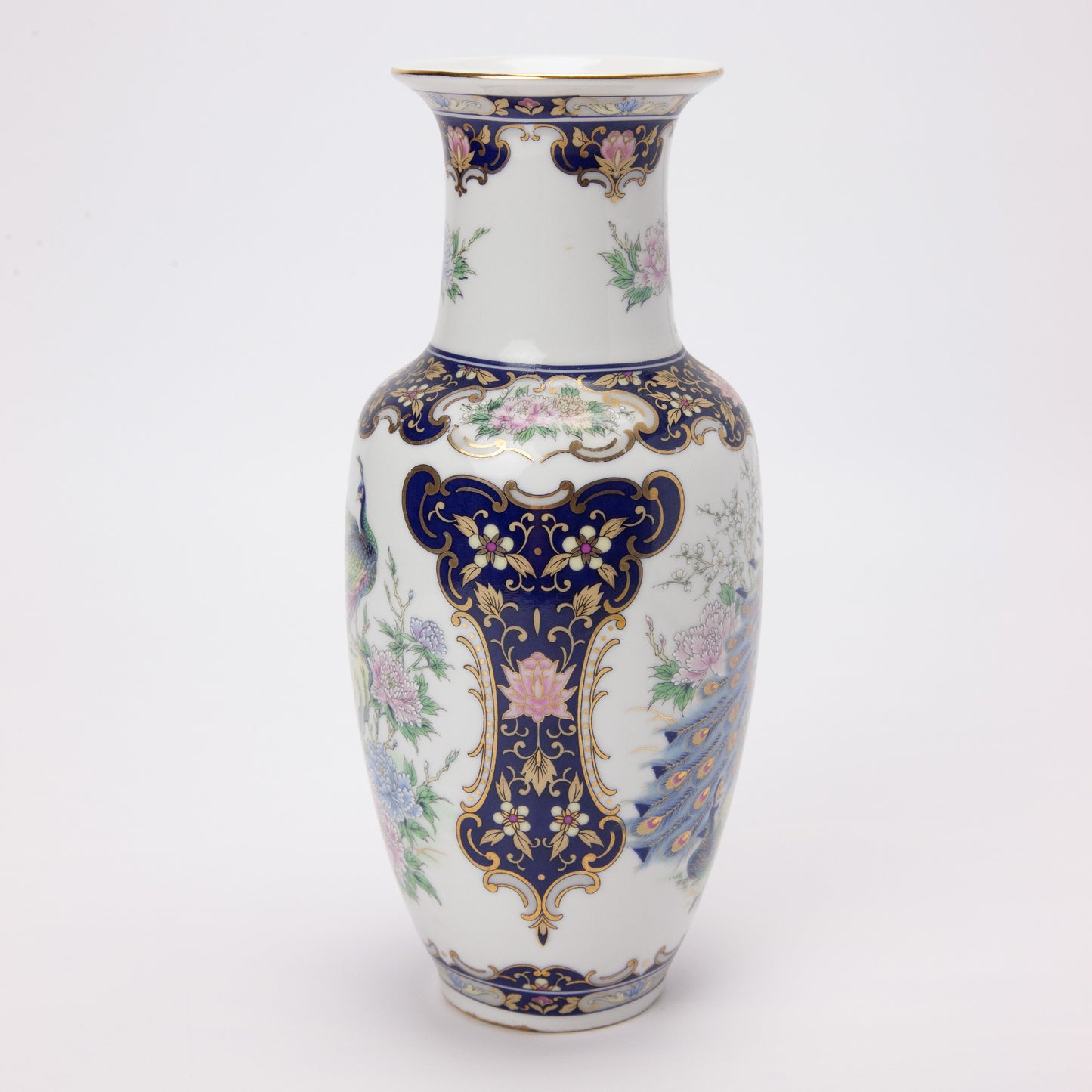 Vintage Toyo Japanese Peacock Porcelain Vase