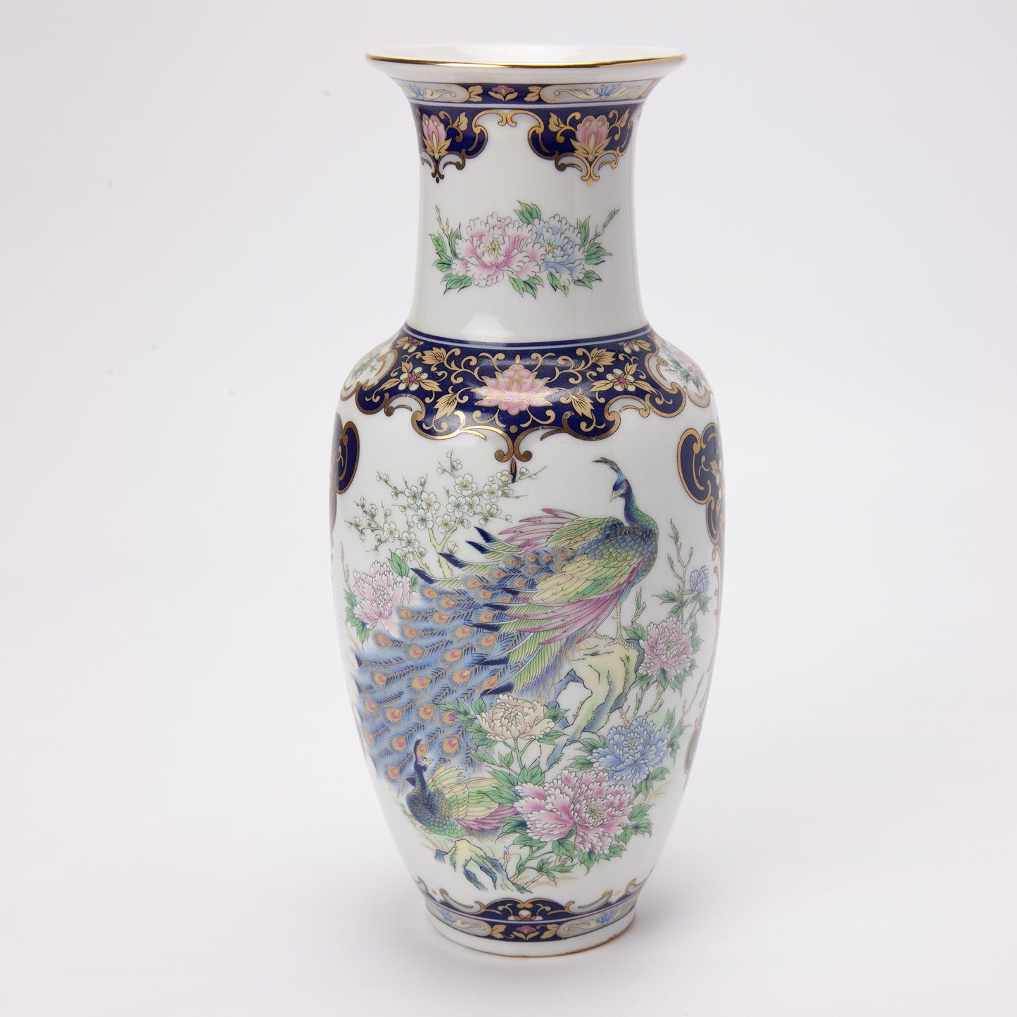 Vintage Toyo Japanese Peacock Porcelain Vase