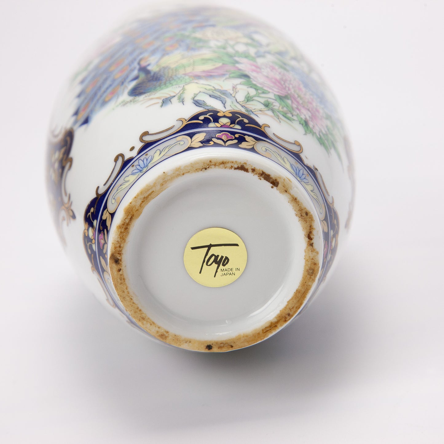 Vintage Toyo Japanese Peacock Porcelain Vase