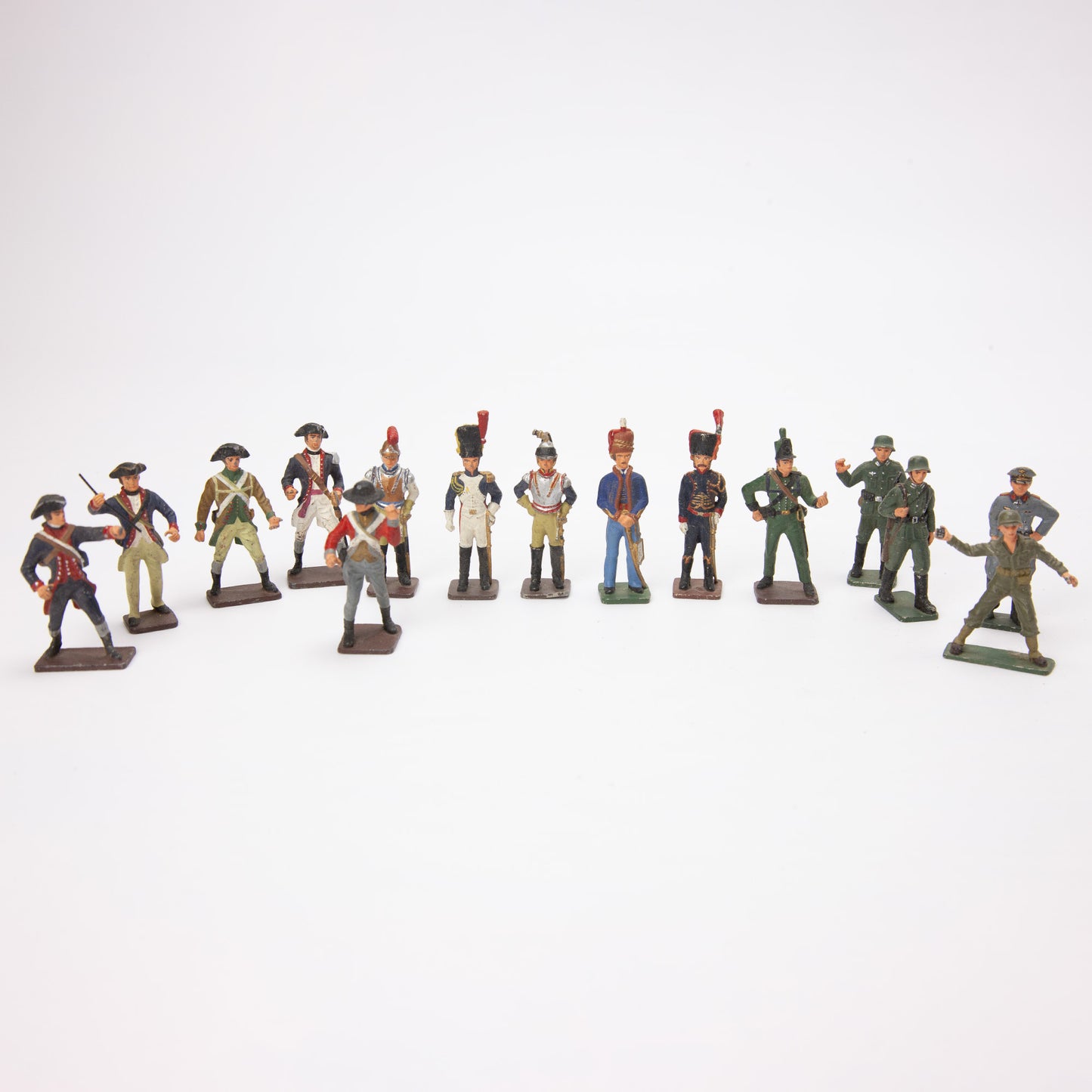 Vintage 54mm Lead Hand Painted Military War Figures Lot of 15 Mixed Lot