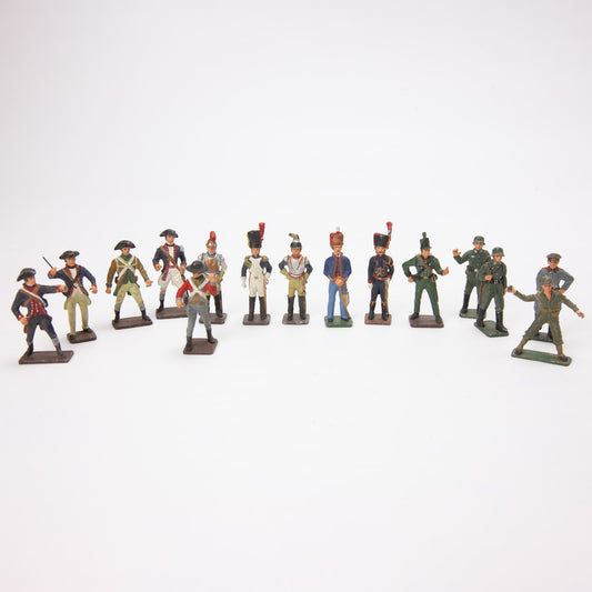 Vintage 54mm Lead Hand Painted Military War Figures Lot of 15 Mixed Lot