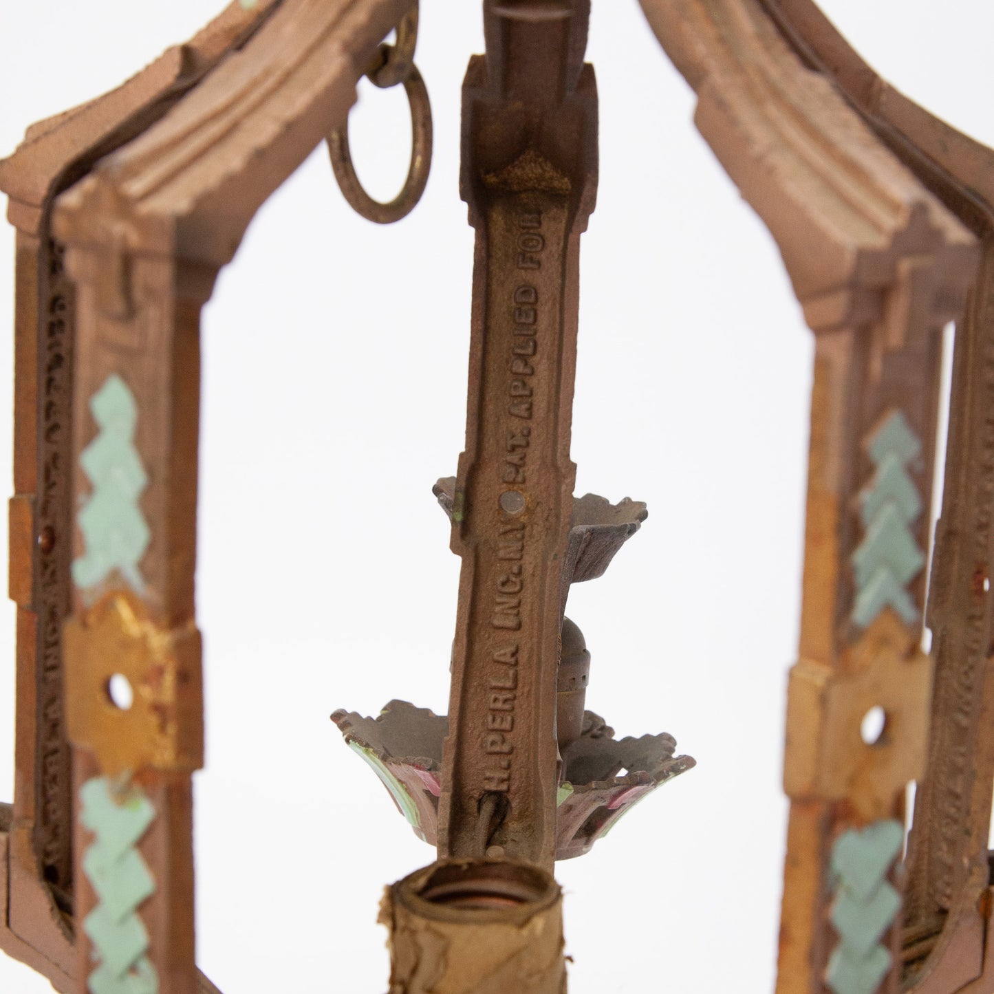 Spanish Revival Art Deco Polychrome 6 Light Chandelier - Needs Rewiring