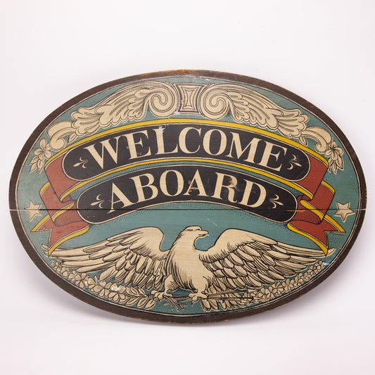 Vintage Yorkraft Welcome Aboard Wooden Sign 1968 Wall Decor