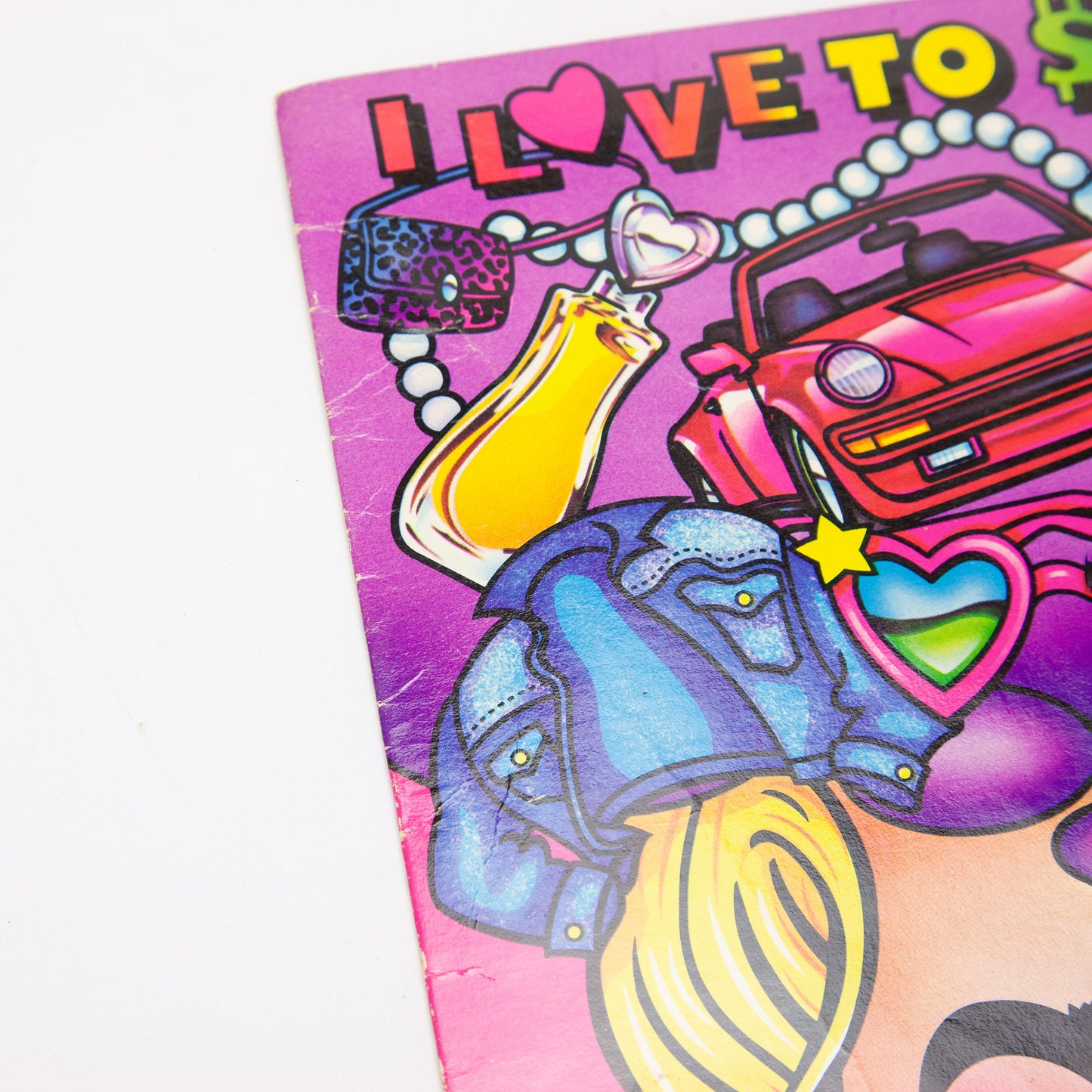 1989 Lisa Frank I Love to Shop Folder 3 Hole Pocket Unpunched