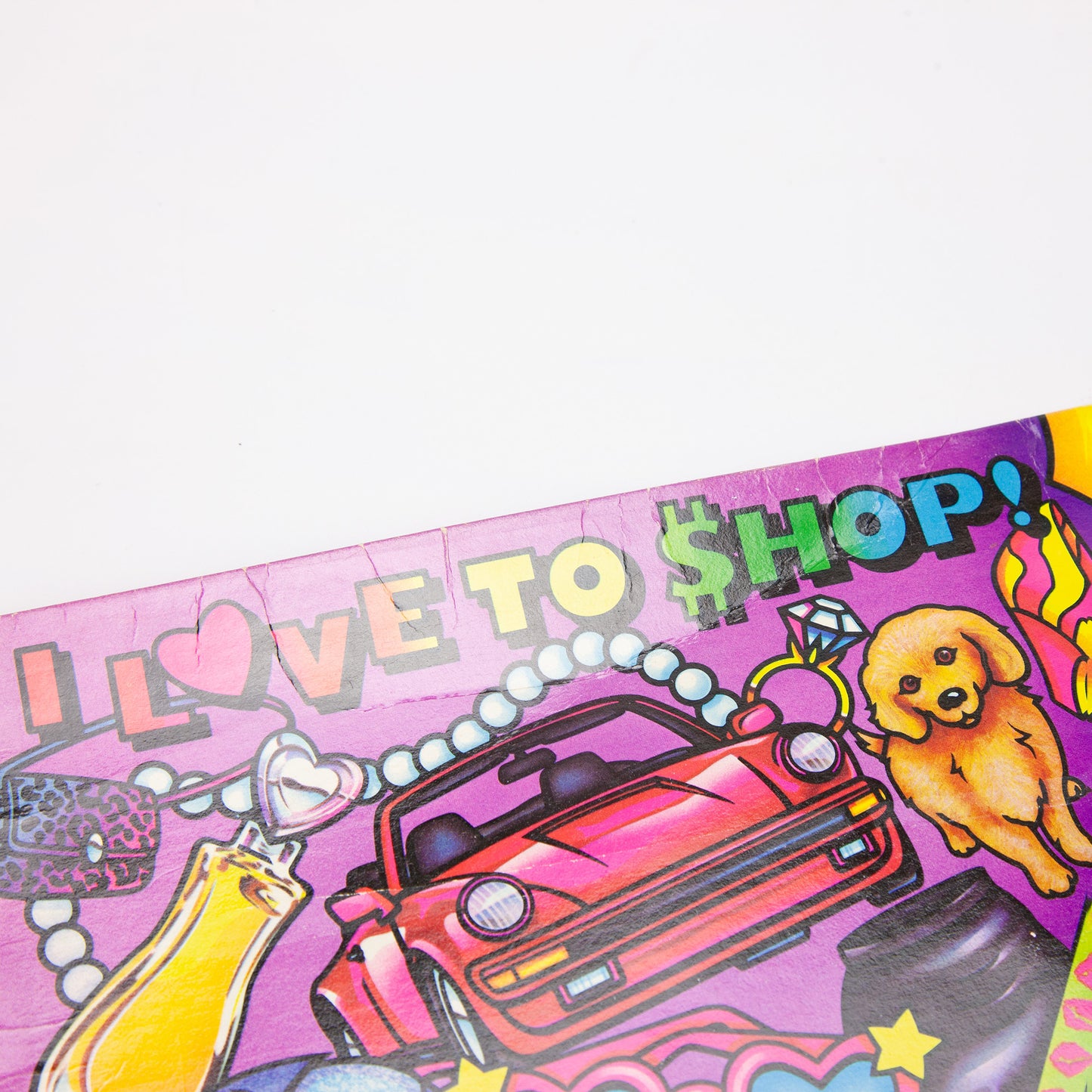 1989 Lisa Frank I Love to Shop Folder 3 Hole Pocket Unpunched