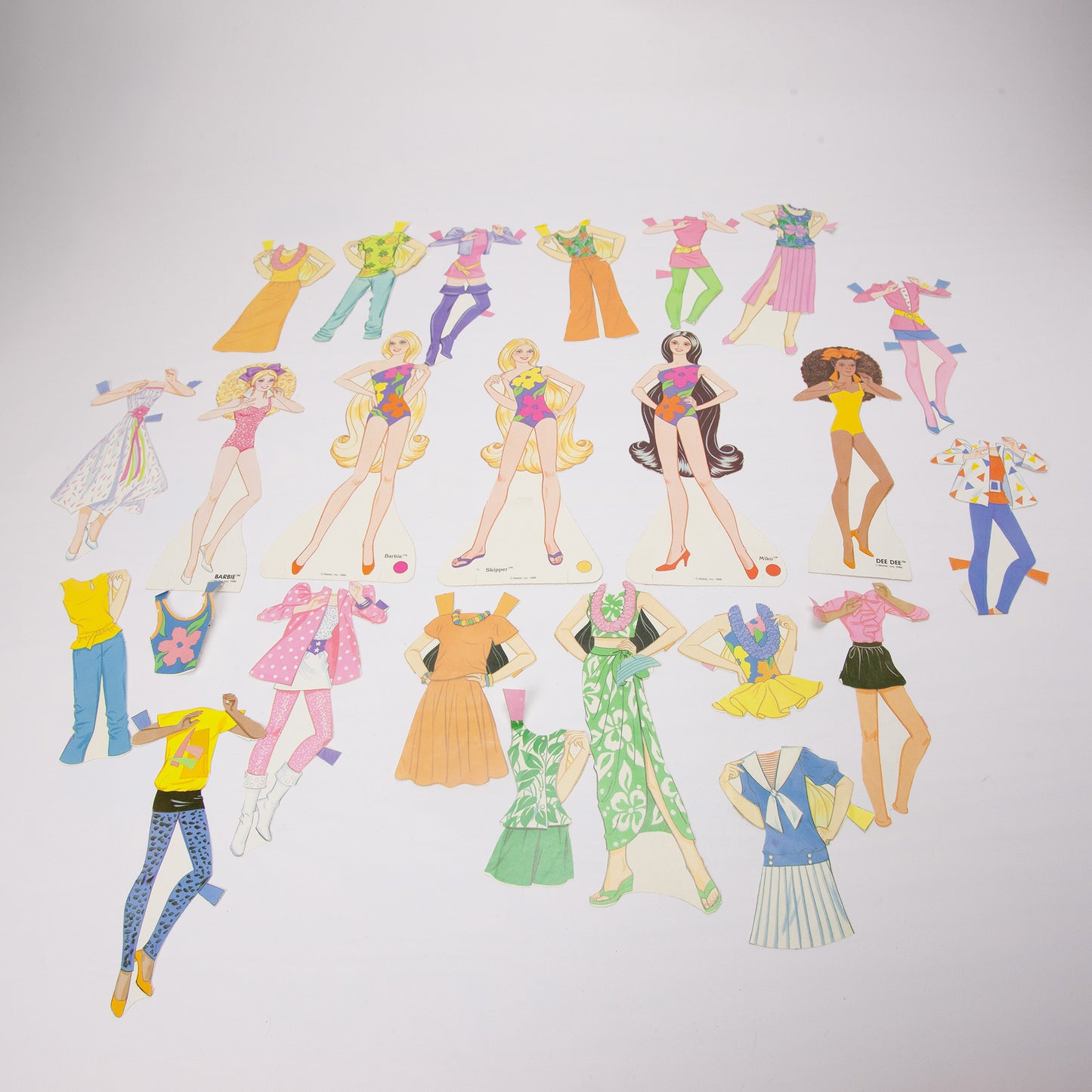 1986 Barbie Paper Dolls Lot 5 Dolls 19 Outfits Ken Clothes