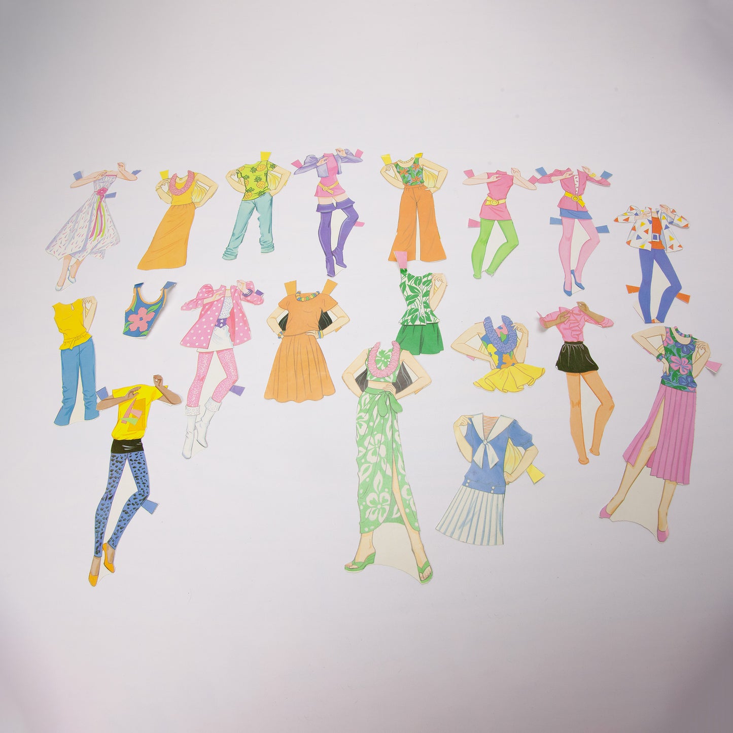 1986 Barbie Paper Dolls Lot 5 Dolls 19 Outfits Ken Clothes