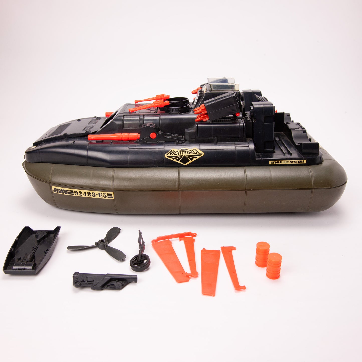 GI Joe Night Force Night Killer Whale Hovercraft Incomplete w Bike & Boat