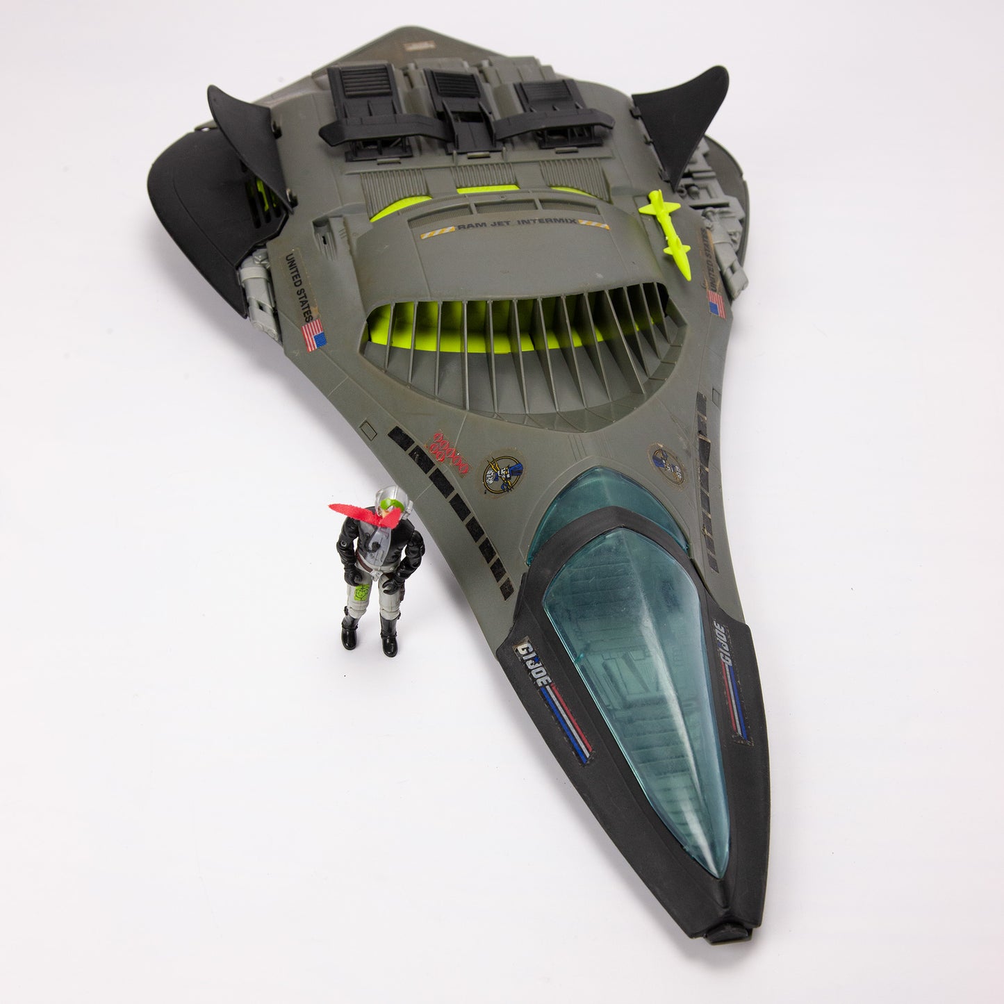 GI Joe Phantom X-19 Stealth Fighter w Ghost Rider Driver Incomplete