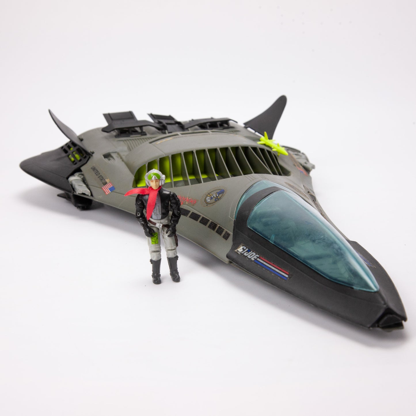 GI Joe Phantom X-19 Stealth Fighter w Ghost Rider Driver Incomplete