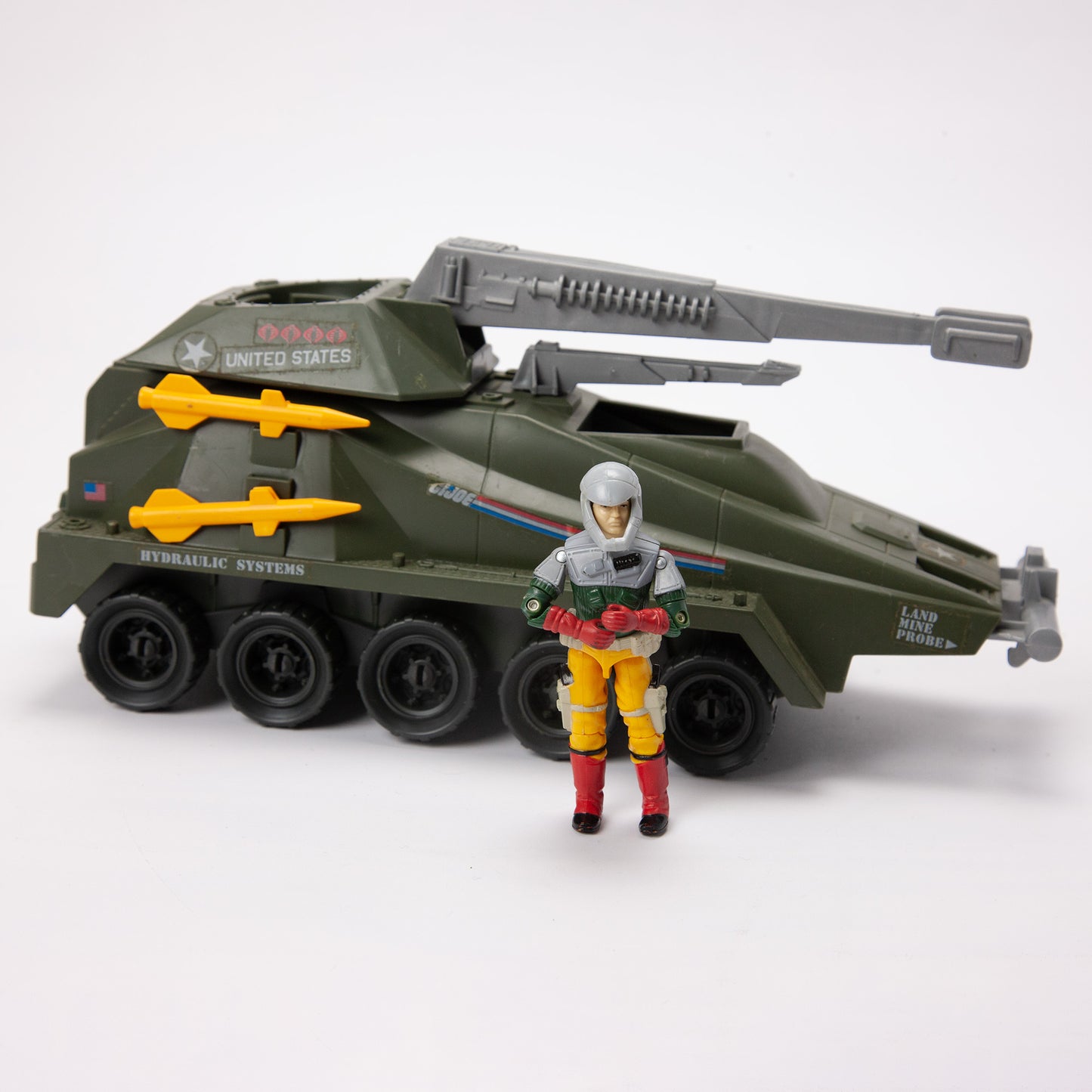 GI Joe 1987 Persuader Tank w Backstop Driver Near Complete Vehicle