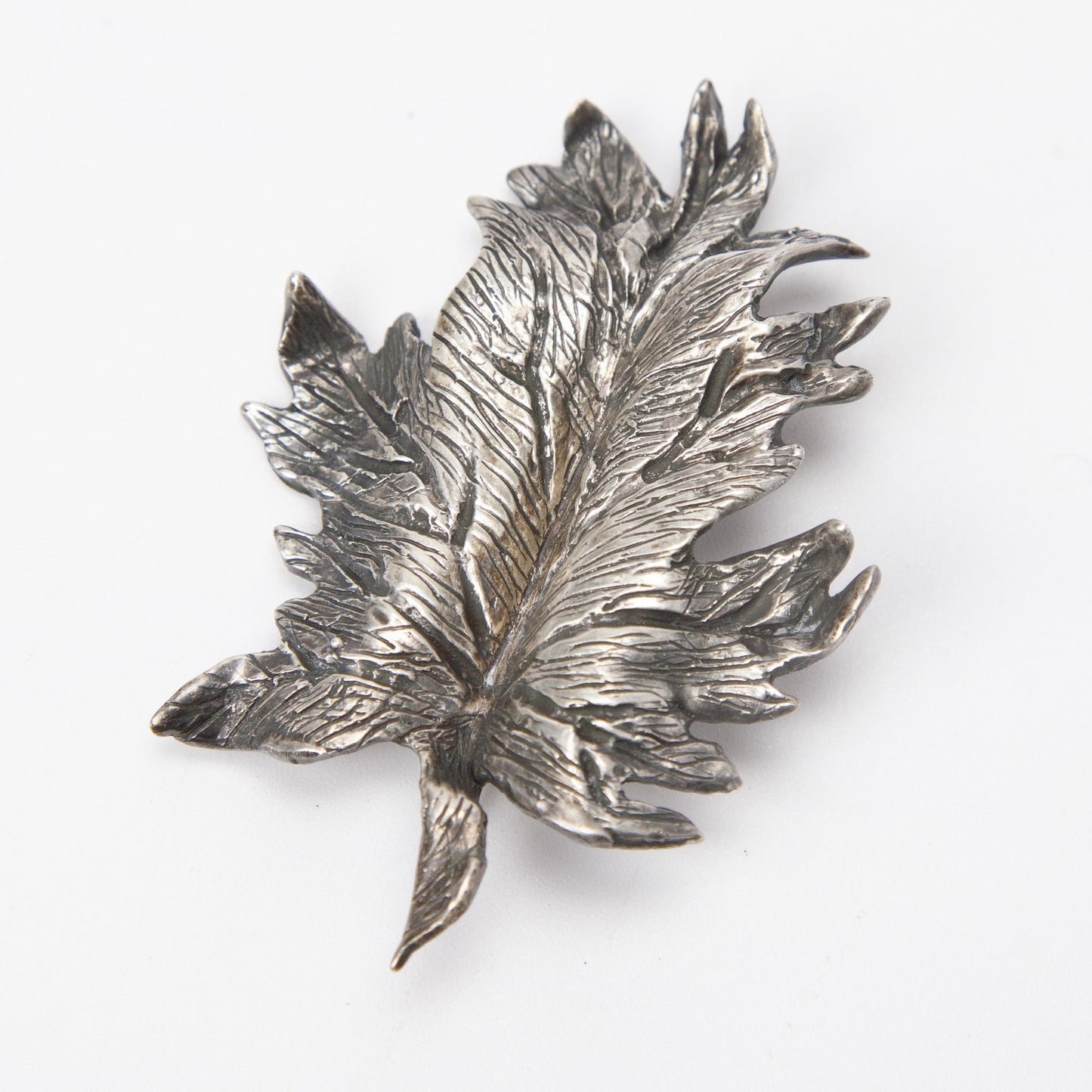 Vintage Sterling Silver Leaf Brooch Pin 32 Grams