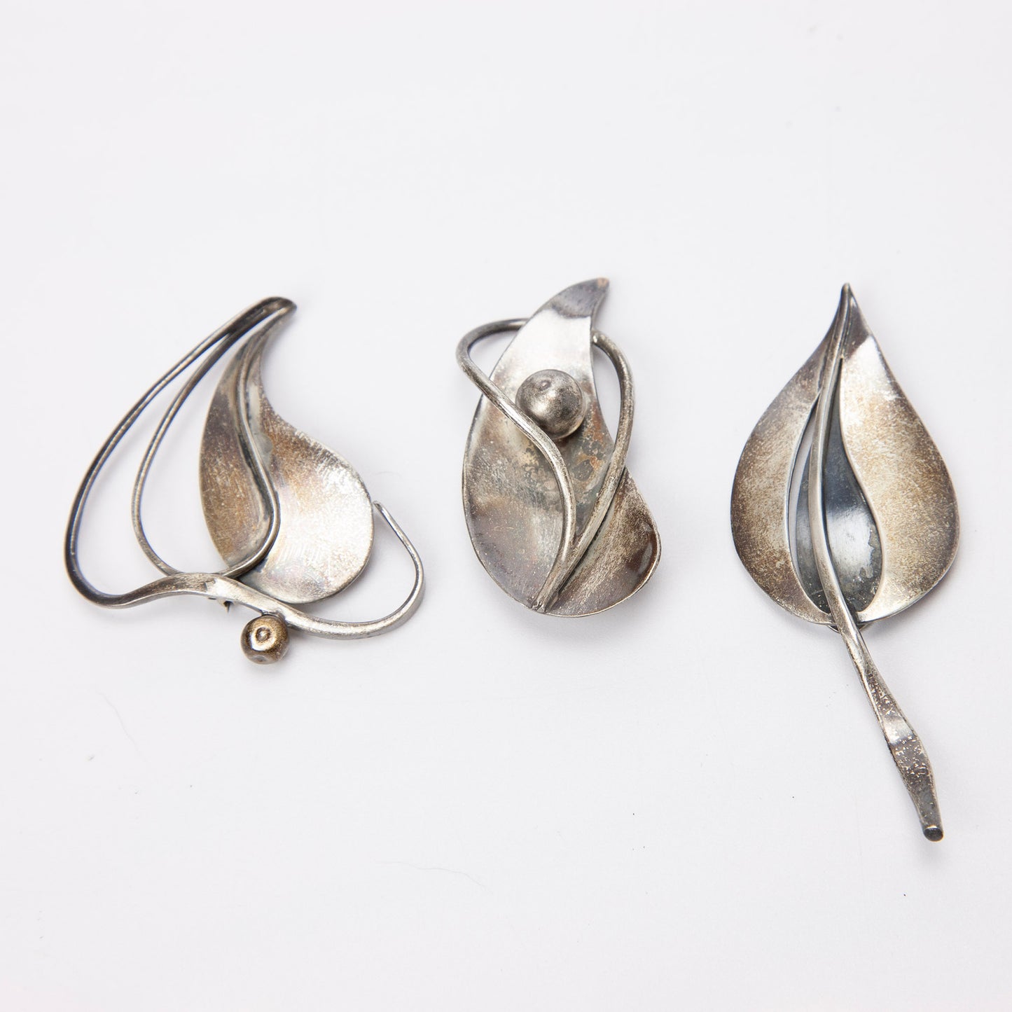 Mid Century Sterling Silver Modernist Abstract Brooch Pins Set of 3 SYZMAK