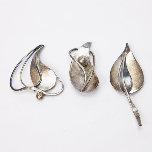 Mid Century Sterling Silver Modernist Abstract Brooch Pins Set of 3 SYZMAK